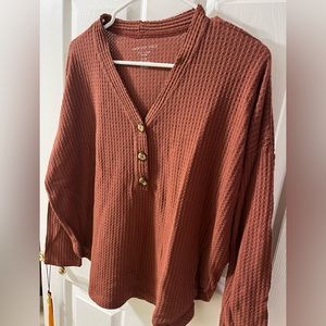 American Eagle Waffle Textured Long Sleeve Shirt; Size: M (oversized fit)